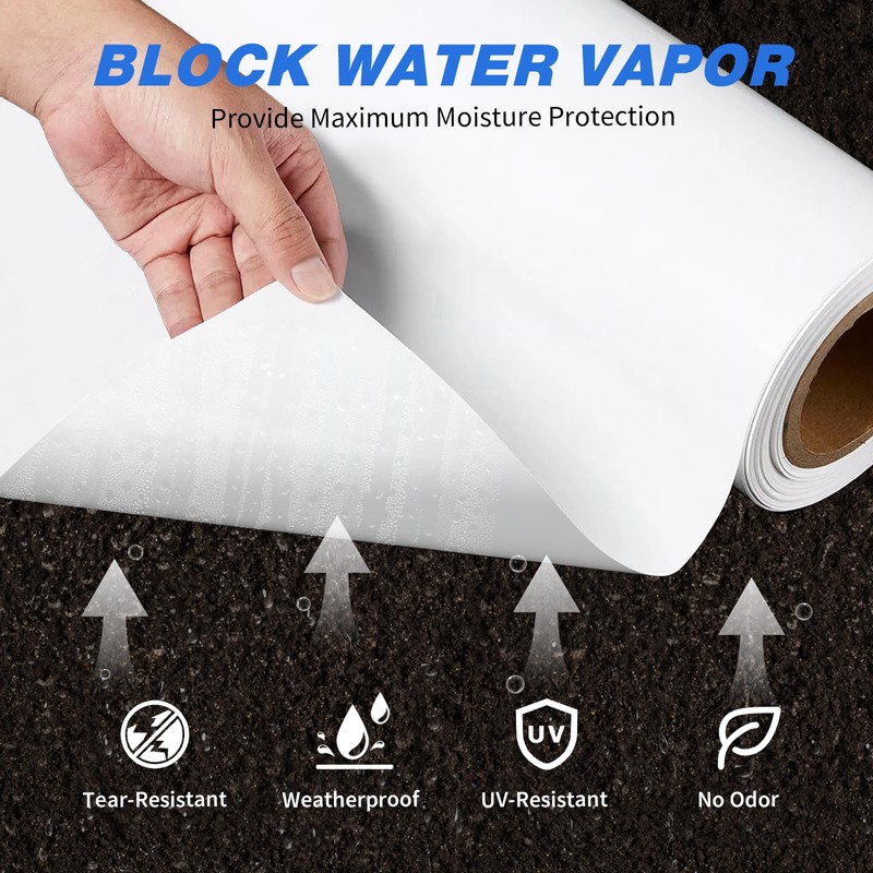 Crawldryer White Plastic Sheeting, 16 Mil 10' x 25', Crawl