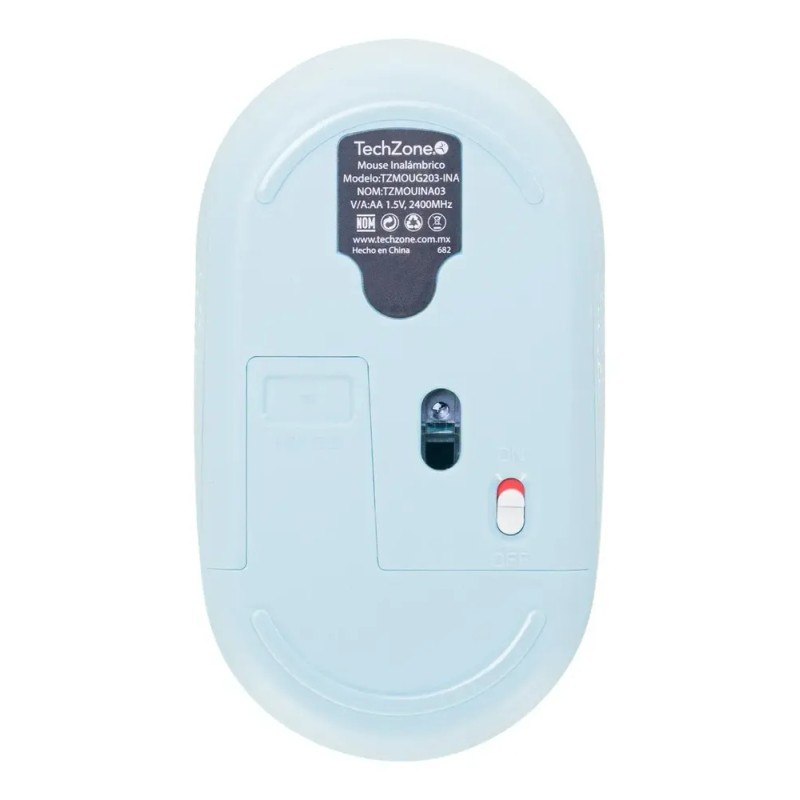 Mouse Techzone Inalámbrico Click Silencioso 1600 Dpi Azul