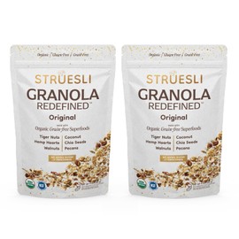 Struesli Original Organic Granola, Grain & Gluten Free, Healthy Snacks with Chia Seeds, Nuts & Sea Salt, Prebiotic High Fiber Food for Yogurt, Cereal & More, Plant Based, Keto & Paleo, 9 Oz, 2 Pack