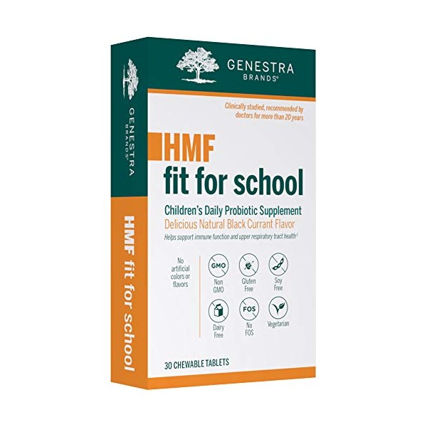 Genestra Brands HMF Fit for School | Children's Immune Support Formula | 30 Chewable Tablets | Natural Blackcurrant Flavor