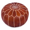 Marrakesh Gallery Genuine Leather Round Pouf Cover - Handmade Moroccan