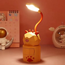 Atigmdc LED Desk Lamp - Small USB Rechargeable Night Light, Foldable Study Lamp for College Dorm, Bedside, Cordless Mini Desk Light with Eye-Caring Glow, Portable (Yellow)