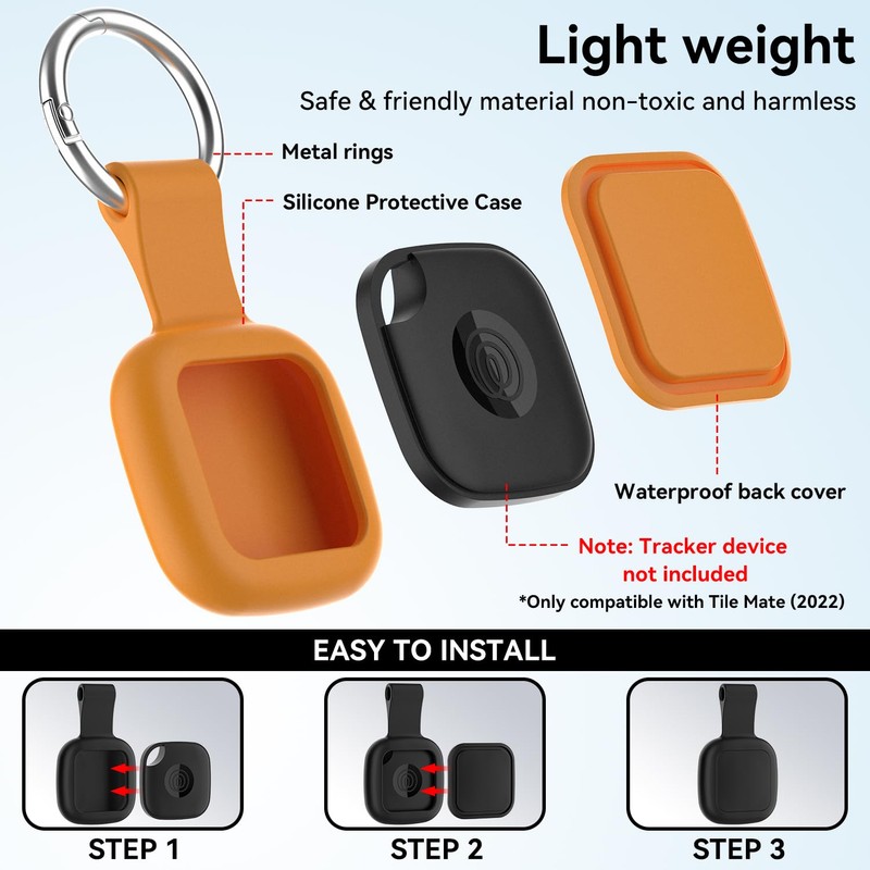 DLENP Tile Mate Case (2024/2022) — Pre-Attached Carabiner, No Adhesive