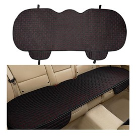 ZNDAW Back Car Seat Cover, Anti-Slip Breathable Linen Bottom Seat Protector Covers with Storage Pockets, Long Rear Seat Cushion Pad for Most Cars SUVs Truck Van (Black & Red)