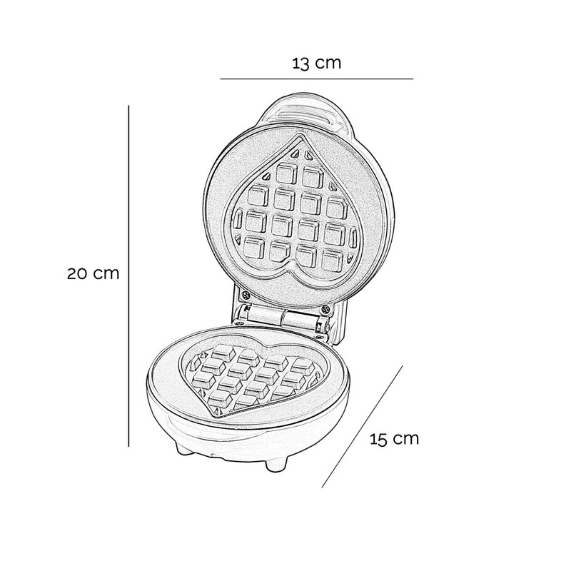 Innoteck Kitchen Pro 550W Mini Waffle Maker – Red Heart-Shaped