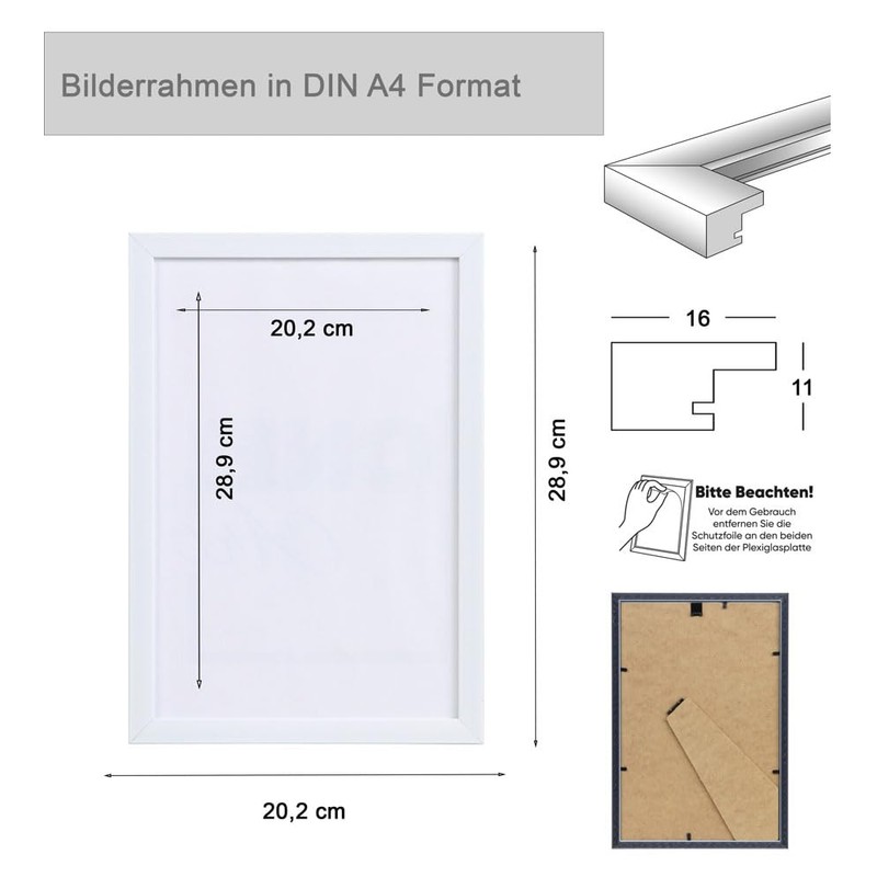 IDEAL TREND FlexiFrame Lightweight Block Profile Plastic Picture Frames with