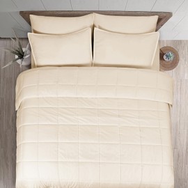 EnvioHome Comforters Queen Size Comforter Set with Pillowcases– Ultra Soft & Cozy Lightweight Printed Comforter Set, Beige