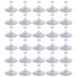Pack of 30 Suction Cups with Thread, Diameter 5 cm, Transparent Suction Cups with Knurled Nut for Windows, Car, Camping, Bathroom, Reusable Suction Cups for Sun Protection, Fairy Lights, Kitchen and