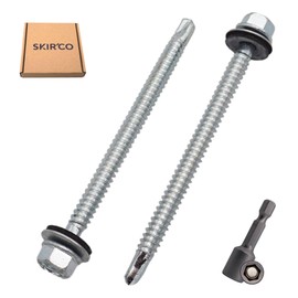 SKIR'CO (15 pcs) Zinc Plated Roofing Screws 6.3 x 90 mm, Hex Head, DIN 7504-K Self-Drilling Screws With EPDM Sealing Washers
