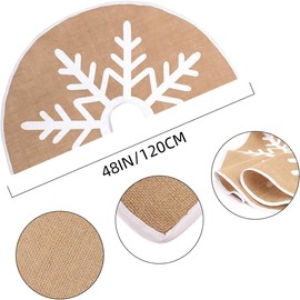 N&T NIETING Christmas Tree Skirt, 48 Inches Burlap White Large Snowflake Countryside Tree Skirt, for Holiday Xmas Decorations Indoor Outdoor