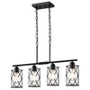 Osimir 4-Light Kitchen Island Lighting, Modern Black Dining Room Light