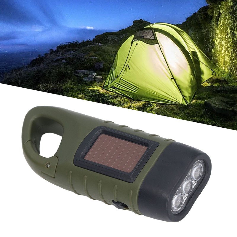 Solar Hand Crank Flashlight Emergency LED Portable Torch for Climbing
