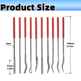 Vleant 10Pcs Mini Diamond File Set - 3x140mm Miniature Needle Files 150# Grit for Sharpening Carving Stone, Ceramic,Glass,Metal and Jewelry