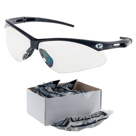 Veratti V1023N Safety Glasses, 12 Pack, Clear Anti-Fog Lens, Removable Strap, Black Frame, ANSI Z87.1