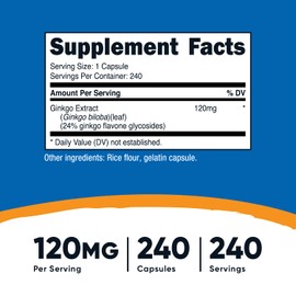 Nutricost Ginkgo Biloba 120mg; 240 Capsules (3 Bottles)