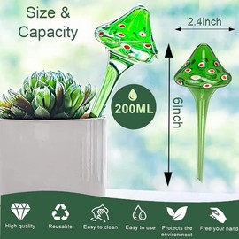 Lelflna 4 Pcs Plant Watering Globes, Hand-Blown Mushroom-Shaped Self Watering Globes, Suitable for Indoor&Outdoor Plant Watering Devices