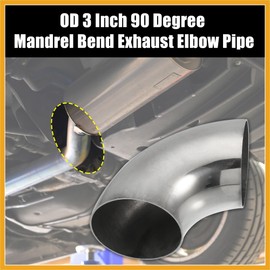Partuto 1pcs OD 3 Inch 90 Degree 1.2mm Thickness Car Exhaust Elbow Pipe Replacement