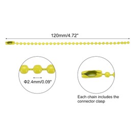 MECCANIXITY 30Pcs 5 Inch Ball Bead Chain, Metal Ball Chain with Connectors for Keychain Hanging Ornament Tag Jewelry Necklace Christmas Decoration,Yellow