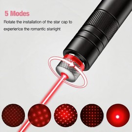 Red Laser Pointer High Power,USB Charging Rechargeable Long Range Lazer Pointer Pen for Hiking/Outdoor Hunting,Astronomy,Construction and Presentation with Stars Cap