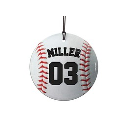 Baseball Hanging Glass – Personalize with Player’s Name & Number – Great Gift for Sports Fans & Athletes - 3.5” Starfire Prints Hanging Glass Decoration | Packaged in Complimentary Velveteen Gift Bag