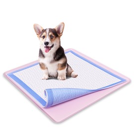 Skywin Dog Puppy Pad Holder Tray for 24 x 24 Inches Training Pads - Silicone Wee Wee Pad Holder, No Spill Pee Pad Holder for Dogs, Easy to Clean and Store (Rose)