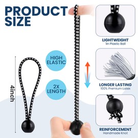 Wowangce 100 Pcs Ball Bungee Cords 4 Inch Bulk Bungee Balls Bungee Cords with Balls Black White Bungee Cords Heavy Duty Outdoor Indoor for Shelter Camping Canopy Cargo Tents Poles (Black and White)