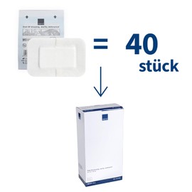 ABENA Pack of 40 Sterile Waterproof Wound Dressings, 10 x 20 cm, Sterile Plasters, 4-Ply Individually Packed, Absorbent, Breathable and Skin-Friendly