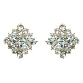 Navachi 18k Gold Plated Square Shaped White Crystal Zircon Omega Back Az1863e Earrings