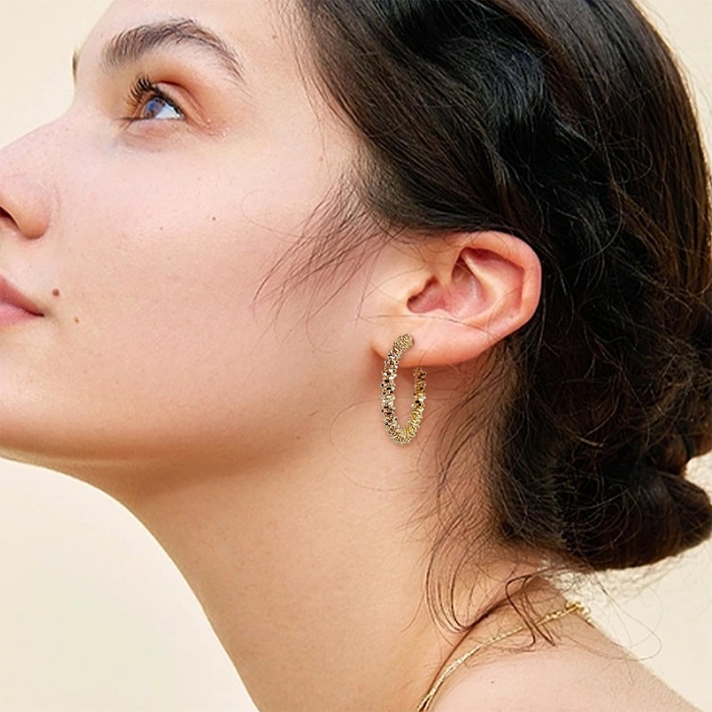 JeanBeau Large Gold Glitter Hoop Earrings for Women Girls Chunky