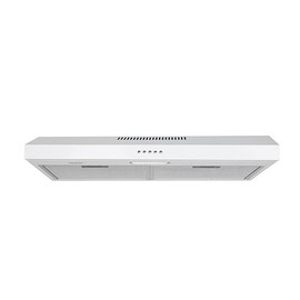OVO OV-1007RWH 30 inch Under Cabinet Range Vent with 3 Speed Exhaust Fan, Push Button, Ducted and Ductless Convertible Kichen Hood, 275 CFM, 4000K Cool Lights, White Stainless Steel