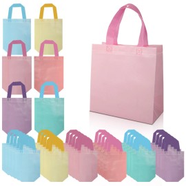 18-Pack Reusable Pastel Non-Woven Gift Bags with Handles Holiday Birthday and Christmas Party Favor 6 Colorscolor: Multicolour