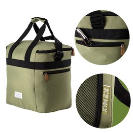 Leave Only Footprints Picnic Insulated Cooler Bag. Made from RPET Recycled Material (28 Litre, Olive Green)