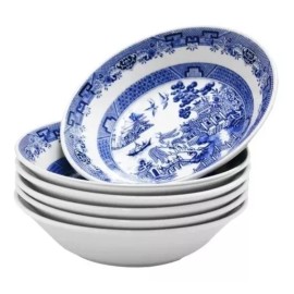 Vencort 8 Platos Soperos Tazón Decorado Azul Cerámica Vencort