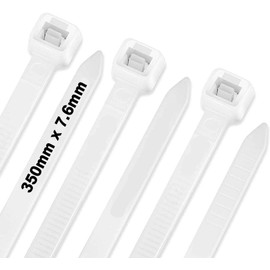 Cable Ties,350mm×7.6mm Heavy Duty with 70 kg Tensile Strength Large UV Resistant Strong Nylon Cable Zip Ties(100 Pieces),White