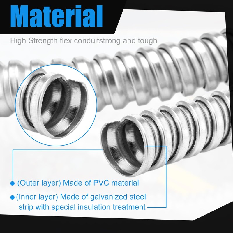 Yaocom 1 Inch Metal Flexible Conduit 50 ft Reduced Wall