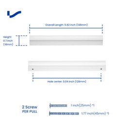 LONTAN Pack of 2 White Furniture Handles 128 mm Hole Spacing Cabinet Handles Kitchen Handles for Kitchen Cabinets Door Handles Kitchen Drawer Handle