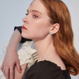 Turquoise Celtic Hoop Earrings 925 Sterling Silver Turquoise Celtic Hoop Earrings for Women Mother Girls Kids