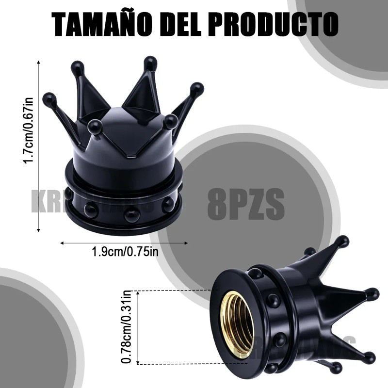 8pzs Tapones Llantas Válvula Corona Para Auto Moto Bici