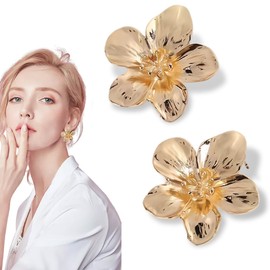 SIVZUMO 1 Paar Blumen Ohrringe Groß, blumen ohrringe gold, Blume Tropfen Ohrringe Boho Statement Flower Earrings Hypoallergene Modeschmuck für Damen