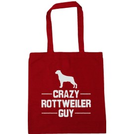 Hippowarehouse Crazy Rottweiler guy Tote Shopping Gym Beach Bag 42cm x38cm, 10 litres