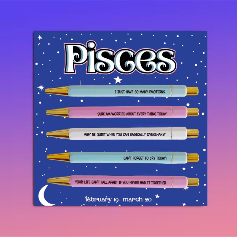 Jxueych 5 Pcs Funny Pens Set for Pisces - Immerse