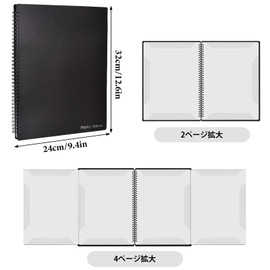 Sheet Music Folder, 4 Sided Music File A4 Writable Black Spiral Binder, 40 Pages, Music Score Storage, Organization, Piano, Guitar, Recitals, Concerts, Club Activities, Wind Instruments, Practice