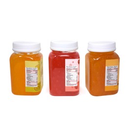 Fusion Select Bursting Popping Boba Pearls Kit - Fruit Tea Snack Toppings - Party Pack with 3 Yummy Fruity Flavors - Passion Fruit, Mango, and Strawberry