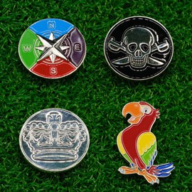 Pirate Golf Ball Markers - 4 Pack Soft Enamel Premium Golf Marker - Funny Novelty Divot Tool Accessories Gifts for Golf Enthusiasts Men Women