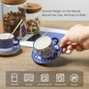 Selamica Ceramic Cappuccino Cups with Saucers and Metal Stand, 8