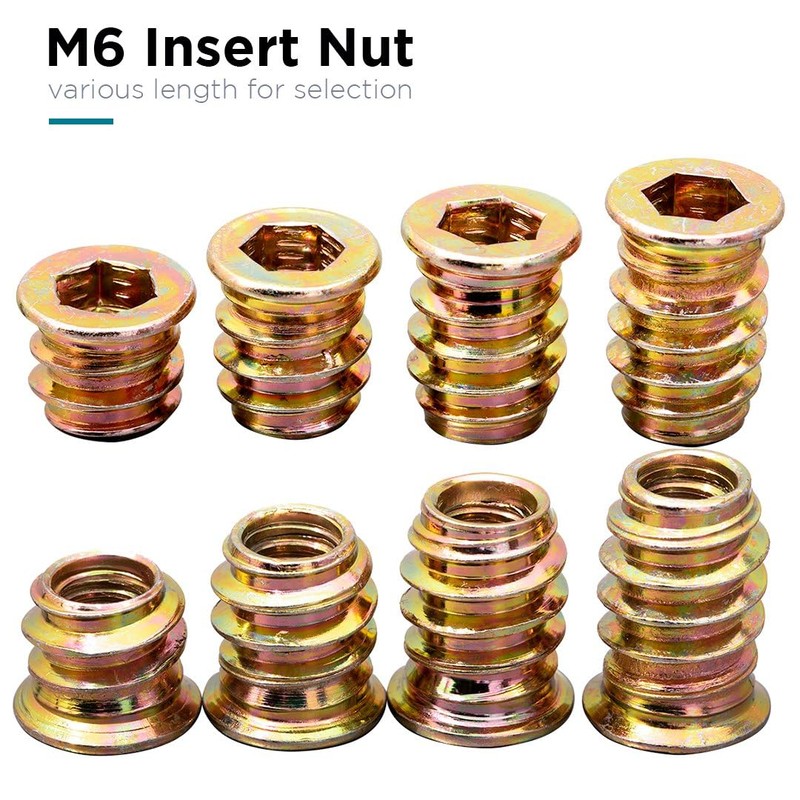 YoiYee Wood Furniture M6 x 13 mm Threaded Insert Nuts