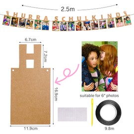 WWISTOA Photo Garland School Child School Decoration Boy 2025 School Child Decoration Girls Kraft Paper Photo Banner Hanging Wall Decoration for Boys Girls