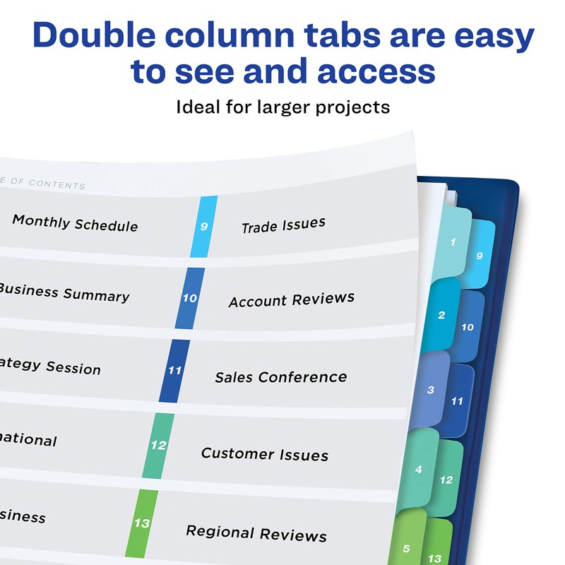 Avery Double-Column Ready Index Dividers, 16-Tab, 1 Set (11320),Multi Color