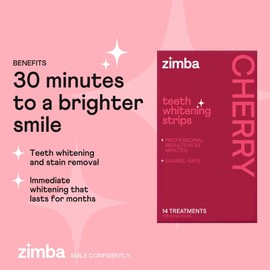 Zimba Peppermint Flavored Teeth Whitening Strips | Vegan, Enamel Safe Hydrogen Peroxide Teeth Whitener for Coffee, Wine, Tobacco, and Other Stains | 14 Day Treatment | Peppermint