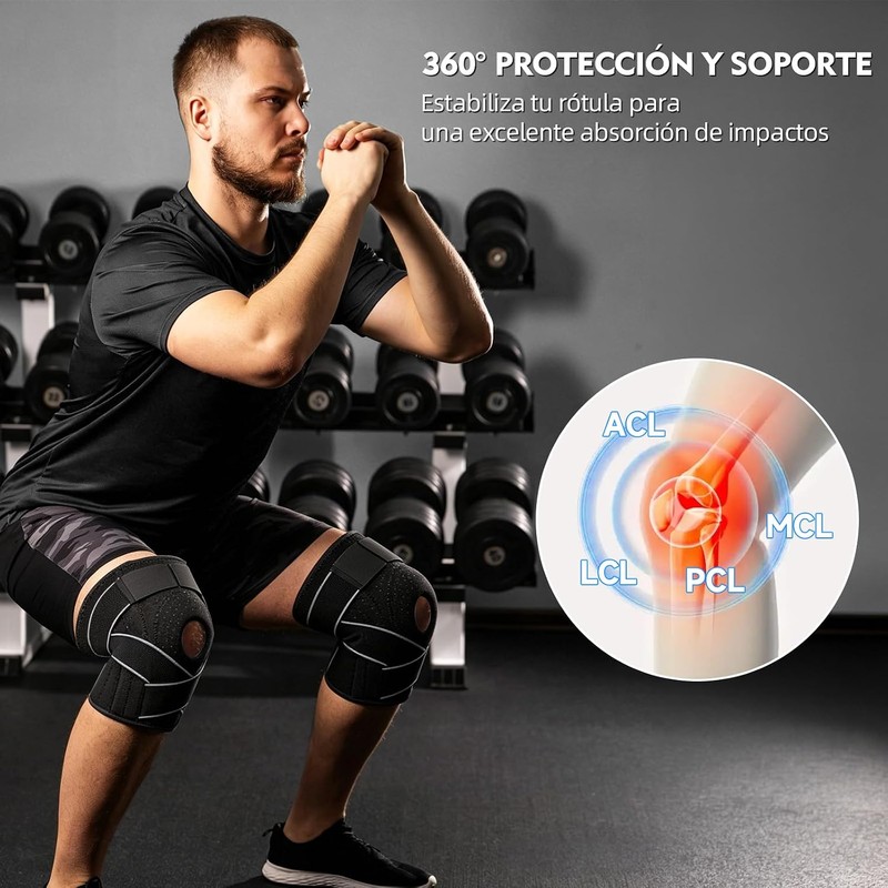 Rodilleras Ortopedicas de Compresión, 2 Piezas Rodilleras Gym, Gris